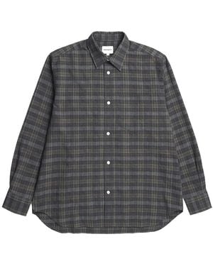 Norse Projects Ole Oversized Wool Check Shirt - Grau
