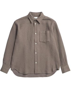 Norse Projects Ole Oversized Wool Stripe Shirt - Grau