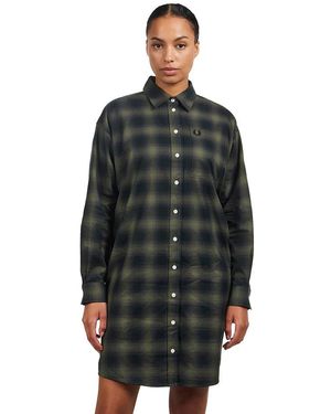 Fred Perry Brushed Check Shirt Dress - Grün