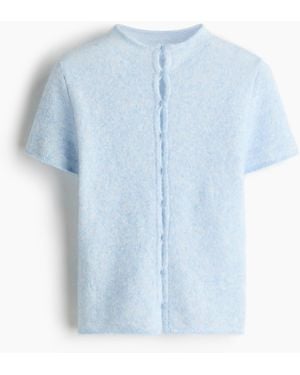 H&M Fijngebreid Vest Met Korte Mouwen - Blauw