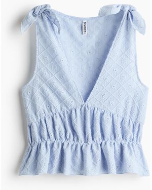 H&M Top Van Pointelletricot - Blauw