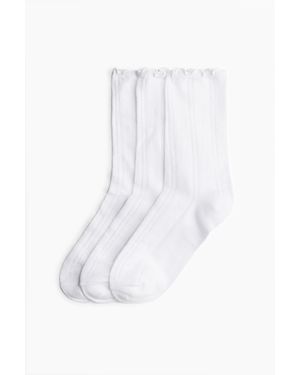 H&M 3er-Pack Pointellestrick-Socken - Weiß