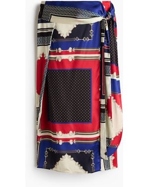 H&M Satinrock mit Bindedetail - Rot