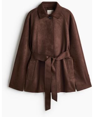 H&M Korte Jas Met Strikceintuur - Bruin