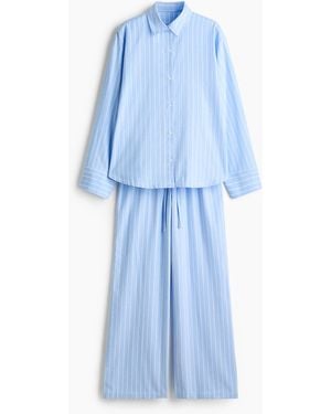 H&M Pyjama Van Katoenen Flanel - Blauw