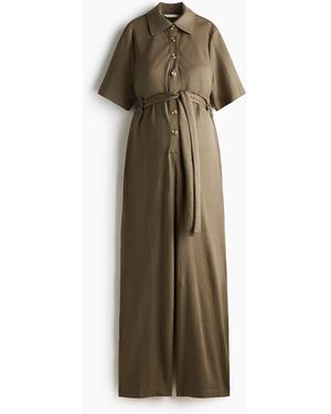 H&M MAMA Jumpsuit mit Kurzarm und Bindegürtel - Natur