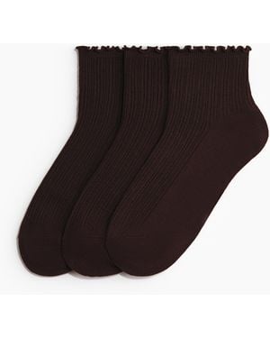 H&M 3er-Pack Gerippte Kurzsocken - Schwarz