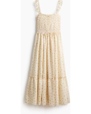 H&M Jurk Met Smokwerk En Volants - Naturel