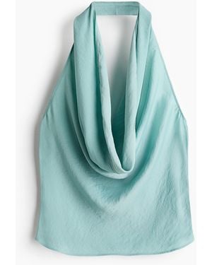 H&M Gedrapeerde Haltertop - Blauw
