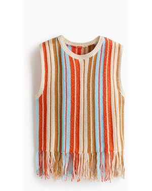 H&M Stricktop mit Fransen - Orange