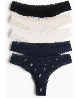 H&M 5er-Pack Brazil Slips aus Baumwolle und Spitze - Schwarz