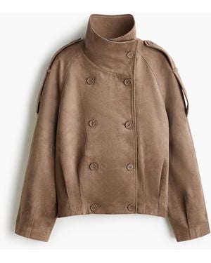 H&M Double-breasted Jasje Met Tunnelkraag - Bruin