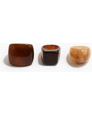 H&M Set Van 3 Chunky Ringen - Bruin