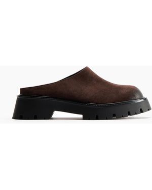 H&M Chunky Pantoletten aus Velours-Spaltleder - Braun