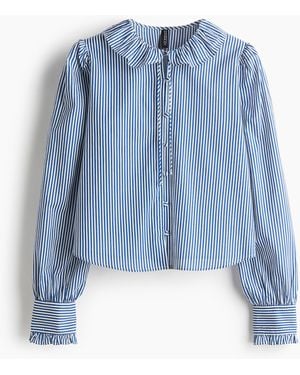 H&M Bluse mit Volantkragen - Blau
