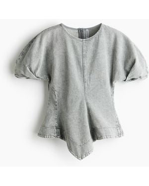 H&M Denim-Peplumbluse - Grau