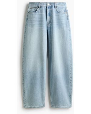 H&M Baggy Barrel Regular Waist Jeans - Blau