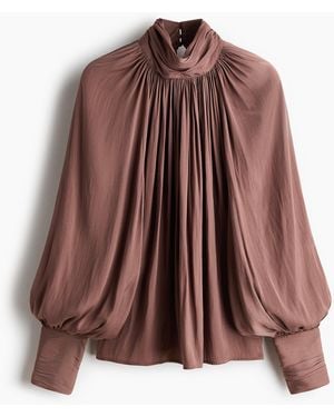 H&M Bluse mit Ballonärmeln - Braun