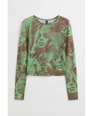 H&M Top Van Mesh - Groen