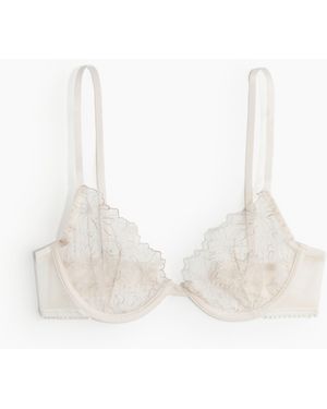 H&M Unwattierter Demi-Bügel-BH mit Stickereien - Weiß