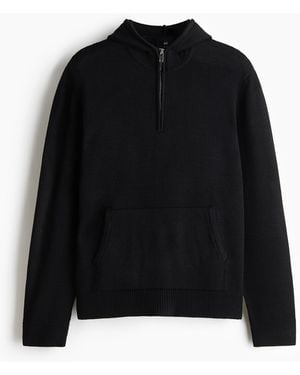 H&M Gebreide Capuchonsweater - Zwart