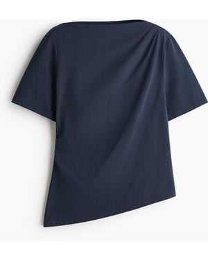 H&M Asymmetrisches Shirt mit Drapierung - Blau
