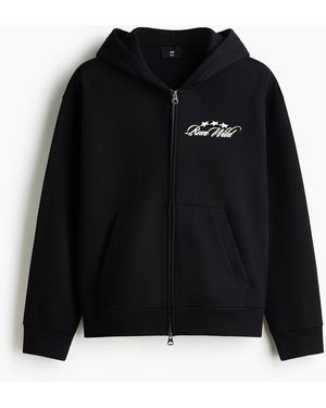 H&M Kastige Hoodiejacke in Loose Fit - Schwarz