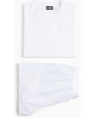 H&M Coolmax® Pyjama mit T-Shirt und Shorts - Weiß