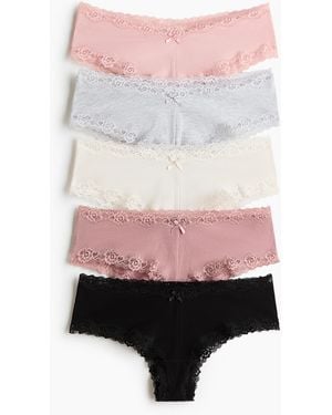 H&M Set Van 5 Slips Van Katoen En Kant - Roze