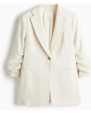 H&M Blazer mit gerafften Ärmeln - Weiß