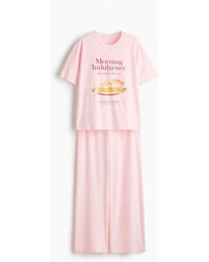 H&M Bedruckter Baumwollpyjama - Pink