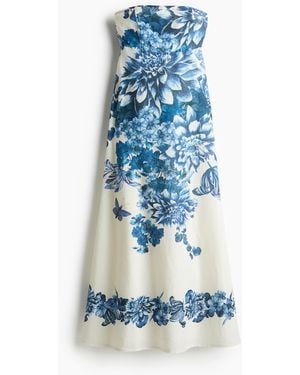 H&M Bandeau-Kleid aus Leinenmix - Blau