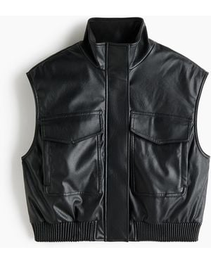 H&M Oversized Gecoate Bodywarmer - Zwart