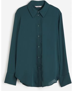 H&M Hemdbluse mit spitzem Kragen - Grün