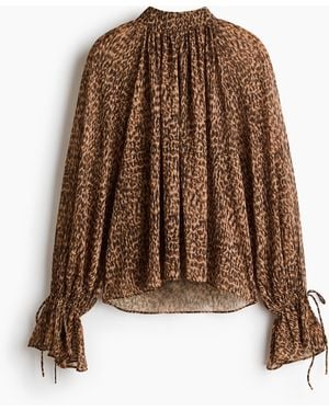 H&M Chiffonbluse mit Bindedetail - Braun