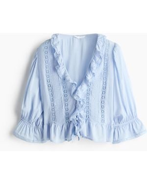 H&M Bluse mit Spitzenborten - Blau