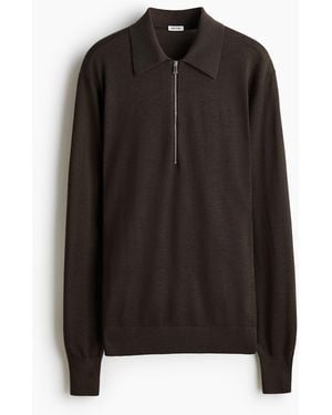H&M Poloshirt Van Fijngebreide Merinoswol - Zwart