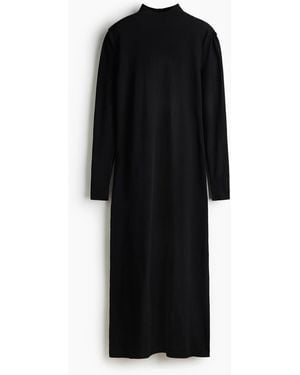H&M Maxikleid in Feinstrick - Schwarz