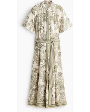 H&M Blusenkleid mit Bindegürtel - Weiß