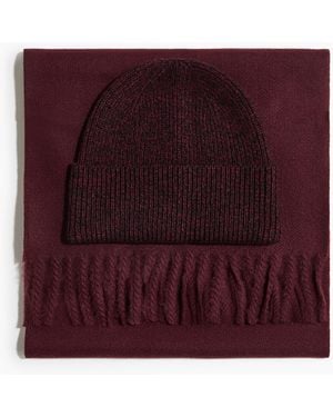 H&M 2-teiliges Set mit Beanie und Schal - Lila