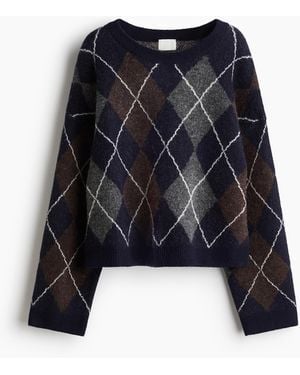H&M Jacquardgebreide Trui - Blauw