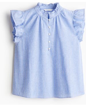 H&M Bluse aus Leinenmix - Blau