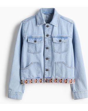 H&M Jeansjacke mit Stickereien - Blau