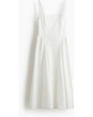 H&M Popelinekleid mit Bindegürtel - Weiß