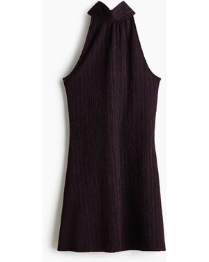 H&M Gecrinkeltes Neckholderkleid - Schwarz