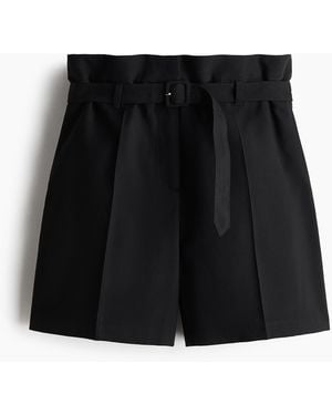 H&M Short Van Viscosemix Met Ceintuur - Zwart