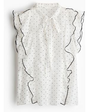 H&M Volantbluse mit Schalkragen - Weiß
