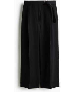 H&M Gerade Hose mit Gürtel - Schwarz