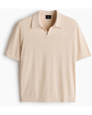 H&M Poloshirt aus Seidengemisch in Regular Fit - Natur