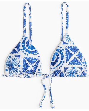 H&M Wattiertes Triangel-Bikinitop - Blau